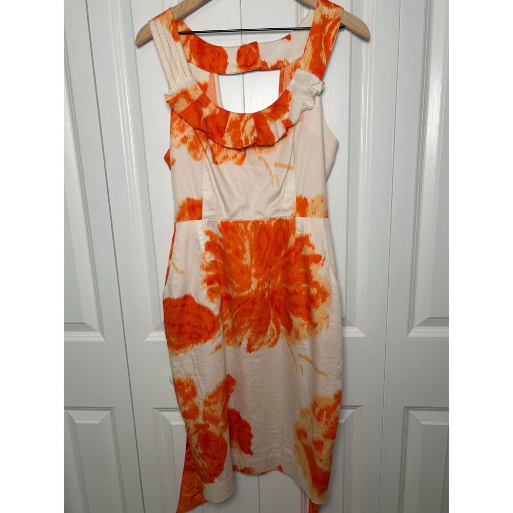 Anthropologie Moulinette Soeurs Orange Blossom Floral Cotton Dress Size 10